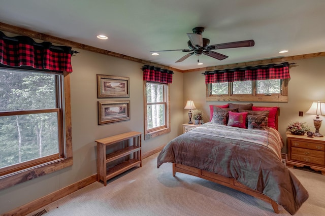 31839 Cree Bay Cir, Pelican Twp, MN 56472 - carpeted bedroom featuring recessed lighting, baseboards, and a ceiling fan