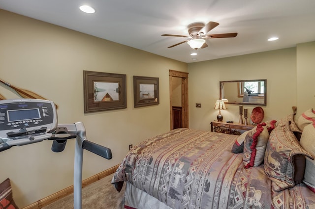 31839 Cree Bay Cir, Pelican Twp, MN 56472 - carpeted bedroom featuring recessed lighting, ceiling fan, and baseboards