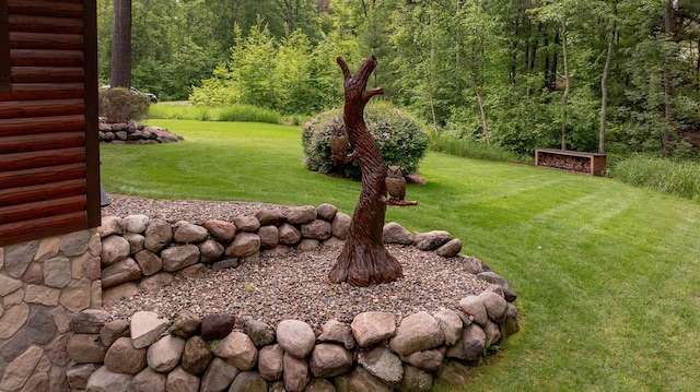31839 Cree Bay Cir, Pelican Twp, MN 56472 - view of green lawn featuring a forest view