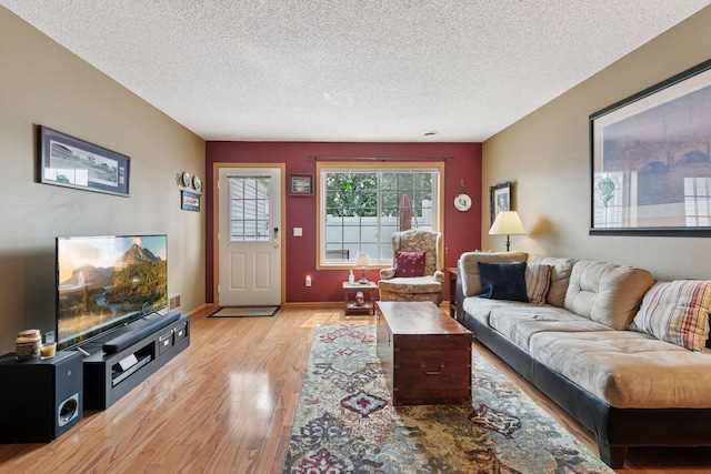 14617 Evergreen Trl Unit 75, Apple Valley, MN 55124 - living area featuring a textured ceiling, wood finished floors, and baseboards