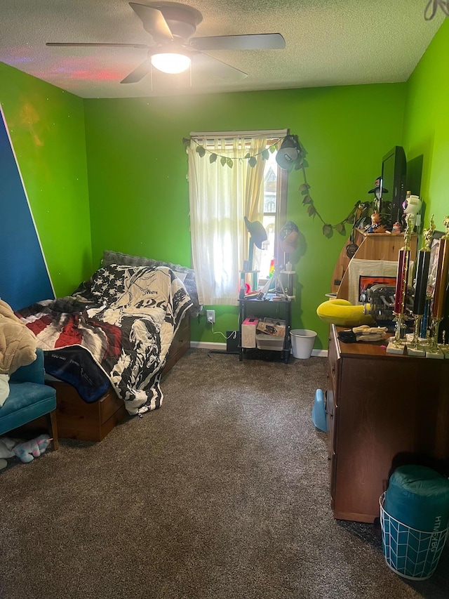 20906 624th Ave, Litchfield, MN 55355 - carpeted bedroom featuring a textured ceiling and ceiling fan
