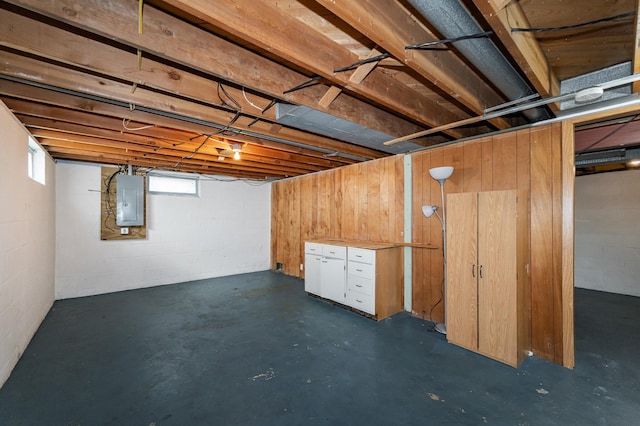 3568 6th St NW, Rochester, MN 55901 - basement featuring electric panel and concrete block wall