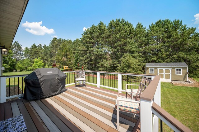 25455 145th St NW, Zimmerman, MN 55398 - wooden terrace featuring a lawn and a grill