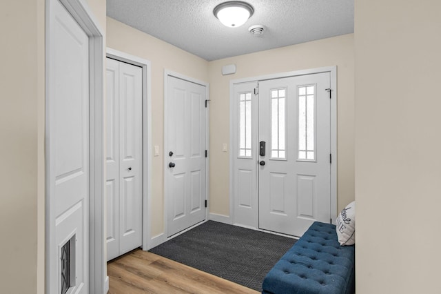 783 Park Brook Rd NW, Isanti, MN 55040 - entryway featuring a textured ceiling and wood finished floors