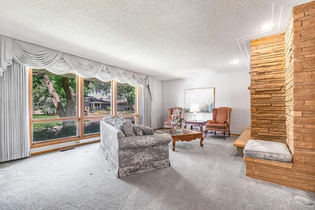 5313 Birchcrest Dr, Edina, MN 55436 - carpeted living area featuring a textured ceiling