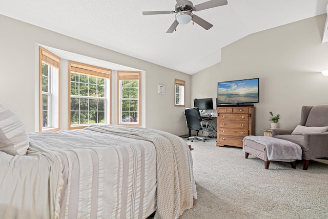 3537 Cherry Ln Unit C, Woodbury, MN 55129 - bedroom with carpet floors, lofted ceiling, an office area, and ceiling fan