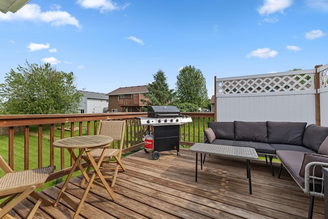 104 Bison Ct, Buffalo, MN 55313 - deck featuring an outdoor living space and area for grilling