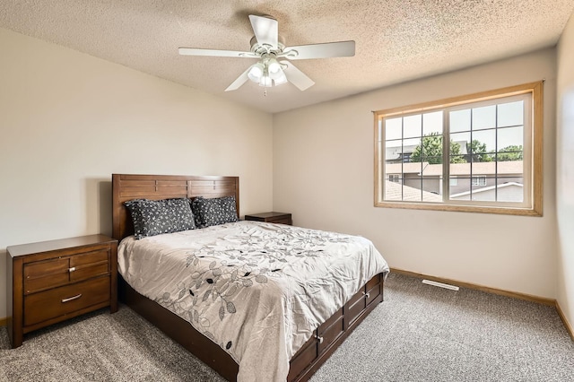 1127 Ridgestone Pl, Buffalo, MN 55313 - bedroom with carpet flooring, a textured ceiling, and a ceiling fan