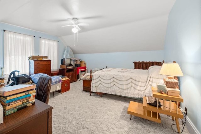 35746 585th Ave, Lafayette, MN 56054 - bedroom featuring carpet, lofted ceiling, and a ceiling fan