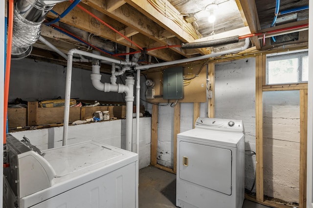 414 Western Ln, Anoka, MN 55303 - below grade area featuring electric panel and washing machine and dryer