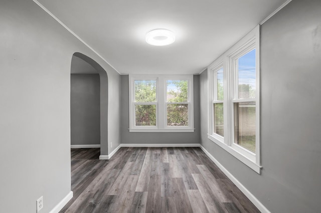 414 Western Ln, Anoka, MN 55303 - spare room with healthy amount of natural light, wood finished floors, baseboards, and arched walkways