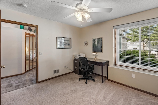 7582 Ojibway Park Bay, Woodbury, MN 55125 - office space featuring carpet floors, a ceiling fan, and a textured ceiling