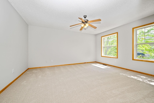 8280 Labont Way, Eden Prairie, MN 55344 - carpeted empty room featuring healthy amount of natural light, baseboards, a textured ceiling, and a ceiling fan