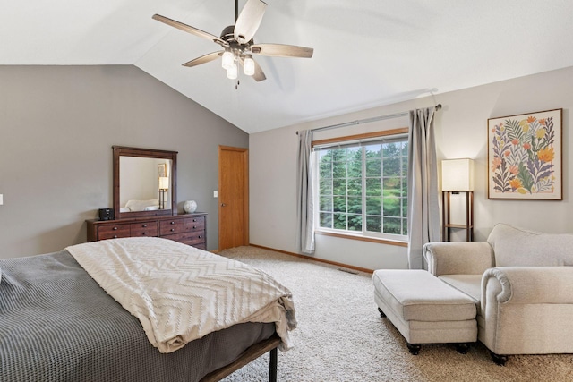 2097 138th St W, Rosemount, MN 55068 - bedroom with light carpet, vaulted ceiling, and a ceiling fan