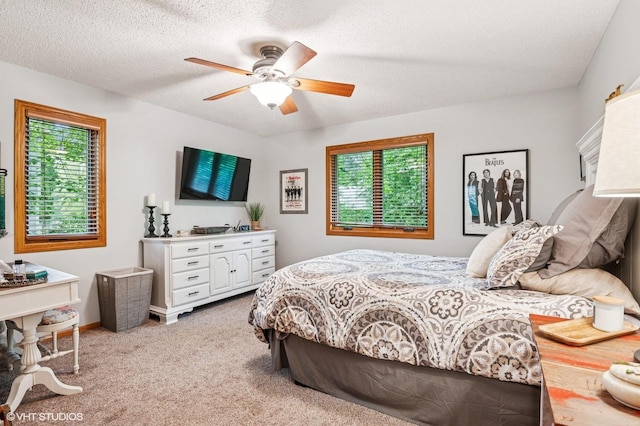 21857 Iden Avenue Pl N, Forest Lake, MN 55025 - bedroom featuring multiple windows, light colored carpet, and a ceiling fan