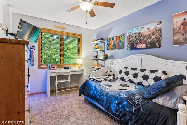 21857 Iden Avenue Pl N, Forest Lake, MN 55025 - bedroom with carpet, a textured ceiling, and a ceiling fan