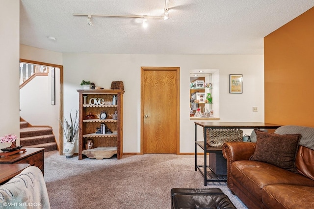 21857 Iden Avenue Pl N, Forest Lake, MN 55025 - carpeted living area featuring rail lighting and stairway