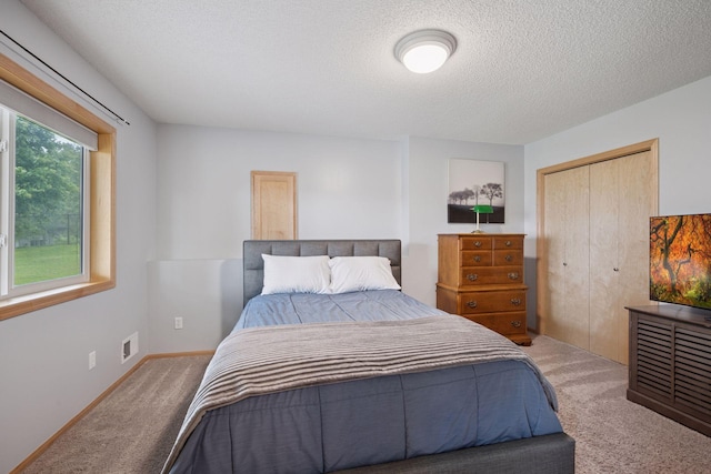 19470 Zumbro Ct NW, Elk River, MN 55330 - carpeted bedroom with a closet, a textured ceiling, and baseboards