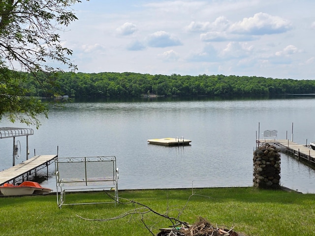 29501 Maplewood Rd Horseshoe, Unit Horseshoe, Callaway, MN 56521 - dock area with a water view and a forest view