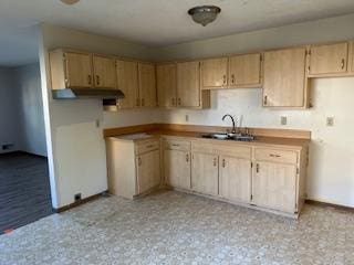 905 Fuller Ave, Saint Paul, MN 55104 - kitchen featuring a sink, baseboards, and light brown cabinets