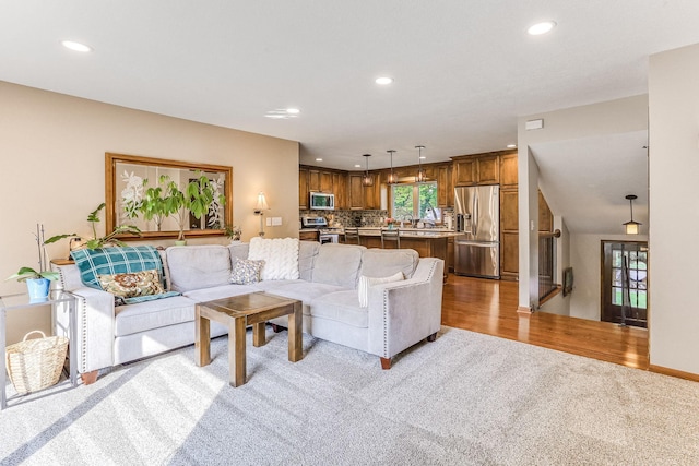 8563 72nd St S, Cottage Grove, MN 55016 - living room with light colored carpet and recessed lighting