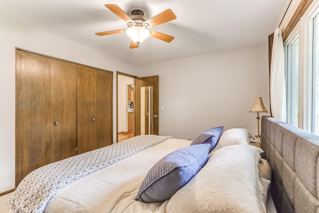 8563 72nd St S, Cottage Grove, MN 55016 - bedroom with multiple windows, a closet, and ceiling fan