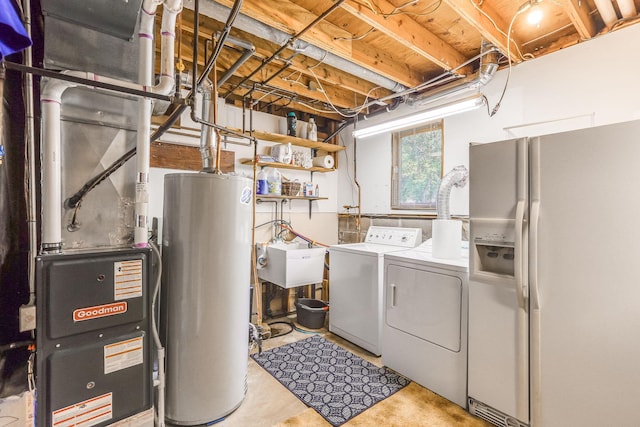 8563 72nd St S, Cottage Grove, MN 55016 - laundry room featuring washing machine and dryer and gas water heater