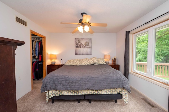 840 Shore Dr W, Orono, MN 55364 - bedroom featuring carpet, a closet, a spacious closet, and ceiling fan
