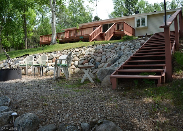 31145 409th Pl, Aitkin, MN 56431 - view of yard with stairway and a wooden deck