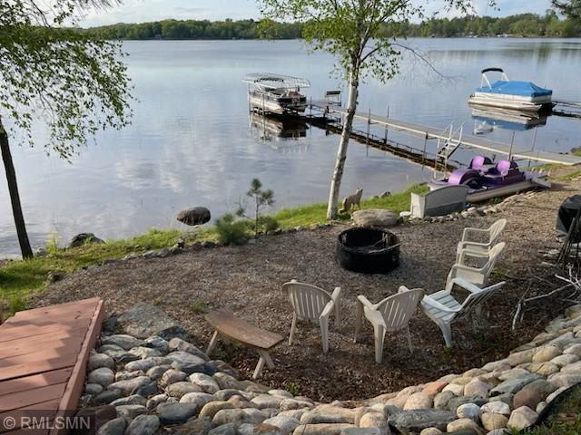 31145 409th Pl, Aitkin, MN 56431 - dock area featuring a fire pit and a water view