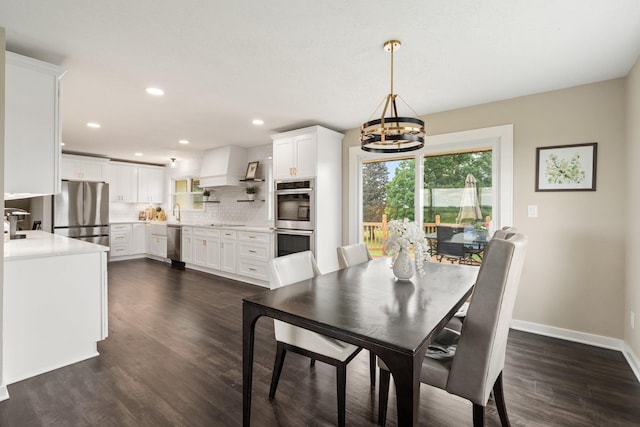 17323 County 31st Blvd, Welch Twp, MN 55089 - dining space featuring a chandelier, healthy amount of natural light, dark wood finished floors, and recessed lighting