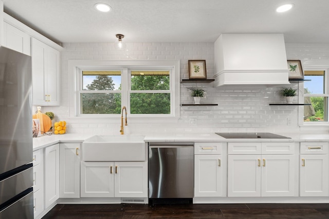 17323 County 31st Blvd, Welch Twp, MN 55089 - kitchen featuring open shelves, stainless steel appliances, light countertops, and recessed lighting