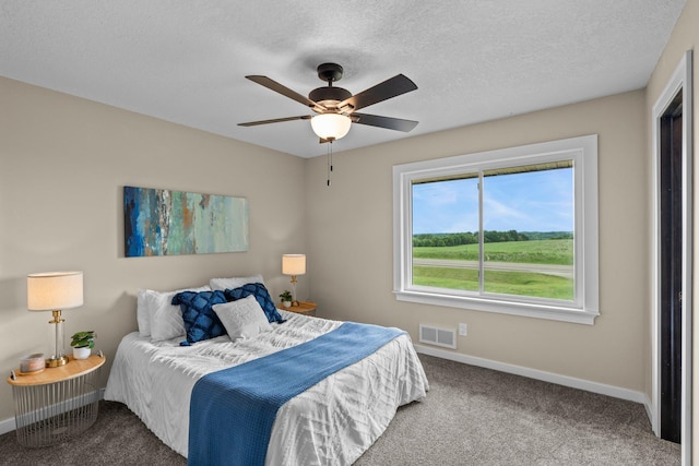 17323 County 31st Blvd, Welch Twp, MN 55089 - bedroom with carpet floors, a textured ceiling, and ceiling fan