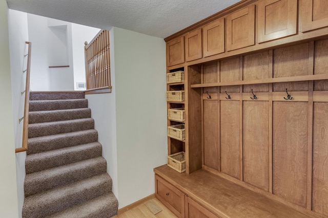 217 Hickory Ln E, Shakopee, MN 55379 - mudroom featuring light wood-style flooring and a textured ceiling