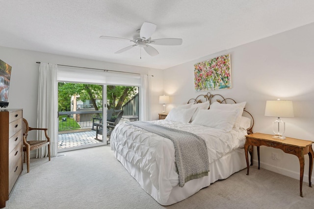 6050 Blake Ridge Rd, Edina, MN 55436 - bedroom featuring access to exterior, light carpet, and ceiling fan
