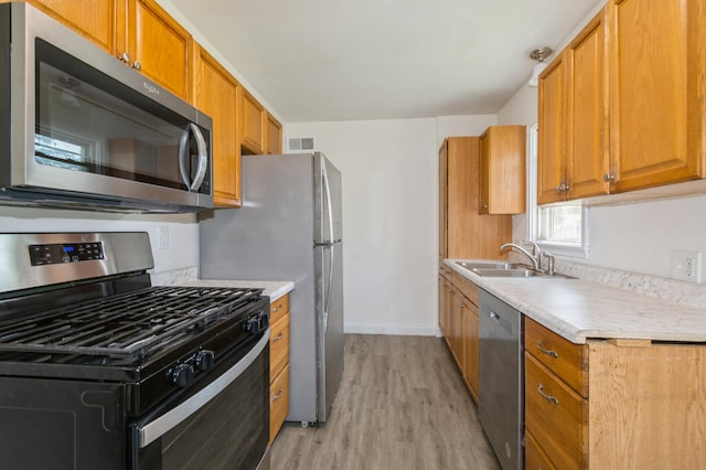 1576 Nebraska Ave E, Saint Paul, MN 55106 - kitchen featuring stainless steel appliances, a sink, light wood finished floors, and light countertops