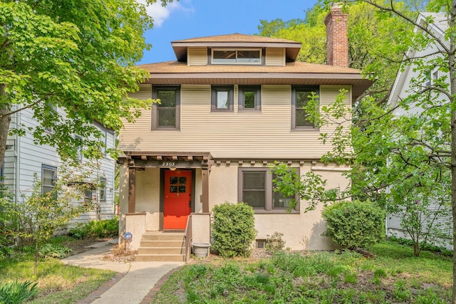 2505 Pleasant Ave, Minneapolis, MN 55404 - view of front facade with a chimney and roof with shingles