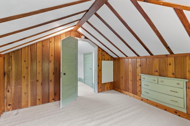 2505 Pleasant Ave, Minneapolis, MN 55404 - additional living space featuring vaulted ceiling, carpet, and wood walls