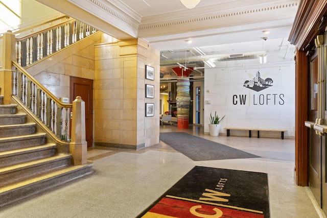 730 Stinson Blvd Unit 425, Minneapolis, MN 55413 - lobby with ornamental molding and stairs
