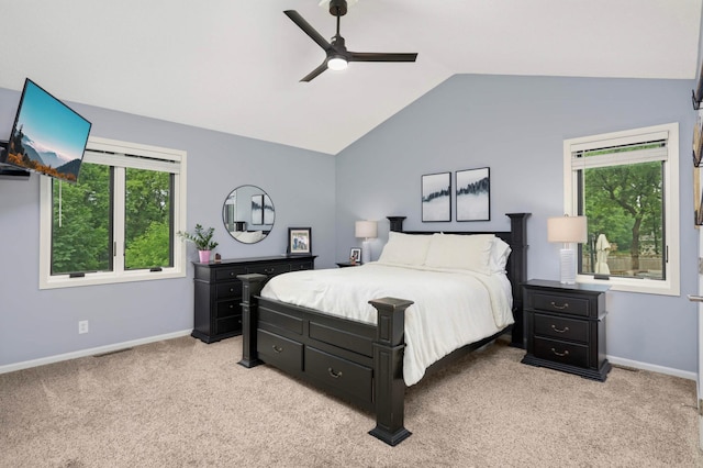 1366 140th Ln NW, Andover, MN 55304 - bedroom featuring lofted ceiling, light carpet, baseboards, and a ceiling fan