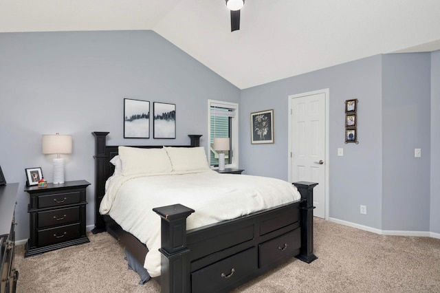 1366 140th Ln NW, Andover, MN 55304 - bedroom featuring light carpet, lofted ceiling, ceiling fan, and baseboards