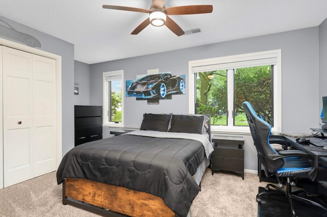 1366 140th Ln NW, Andover, MN 55304 - carpeted bedroom with an office area, a closet, and a ceiling fan