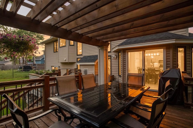 1366 140th Ln NW, Andover, MN 55304 - wooden deck with outdoor dining space and a pergola