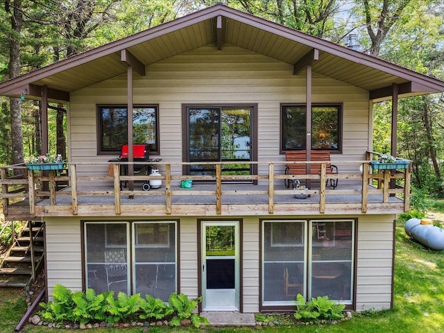 1474 Shamineau Dr, Motley, MN 56466 - back of house with a deck and stairway