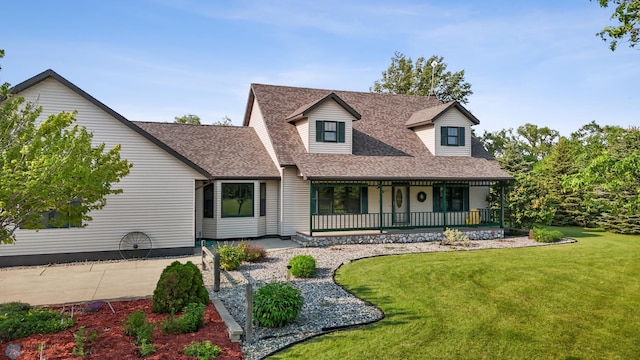 18000 10th St SW, Hawley, MN 56549 - cape cod house with a front lawn, roof with shingles, and covered porch