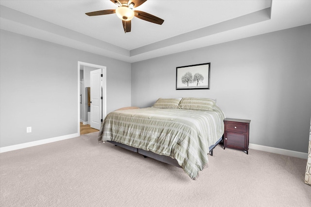 11444 Creekside Ct, Rogers, MN 55311 - bedroom with baseboards, light carpet, and a ceiling fan