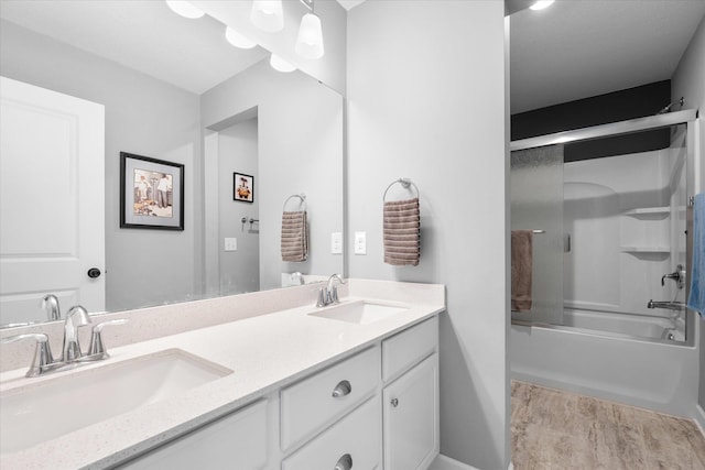 11444 Creekside Ct, Rogers, MN 55311 - bathroom with double vanity and shower / bath combination with glass door