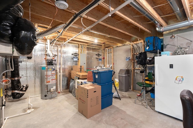 11444 Creekside Ct, Rogers, MN 55311 - unfinished basement featuring freestanding refrigerator and water heater