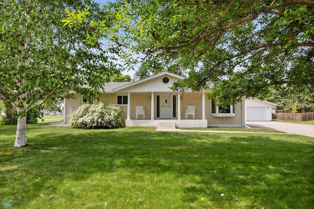 1311 Joseph St, Hawley, MN 56549 - ranch-style home with driveway, brick siding, an attached garage, and a chimney