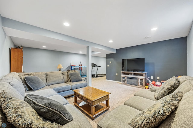 1311 Joseph St, Hawley, MN 56549 - living room featuring carpet flooring, recessed lighting, and baseboards